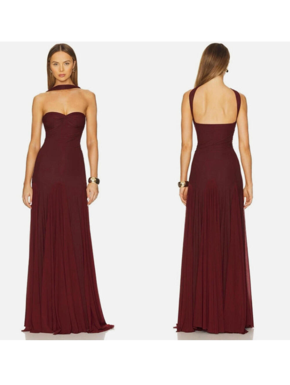 DEME by Gabriella Berta Halter Dress Burgundy Sweetheart neckline S $425 msrp